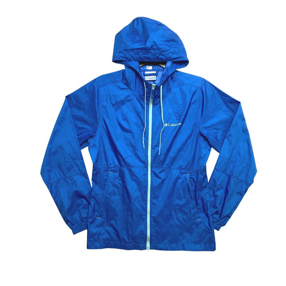 Columbia Windbreaker Rain Jacket Womens XS Blue Full Zip Hooded Lightweight